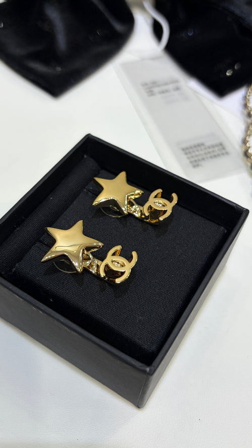 (606725)Pentagram stud earrings.