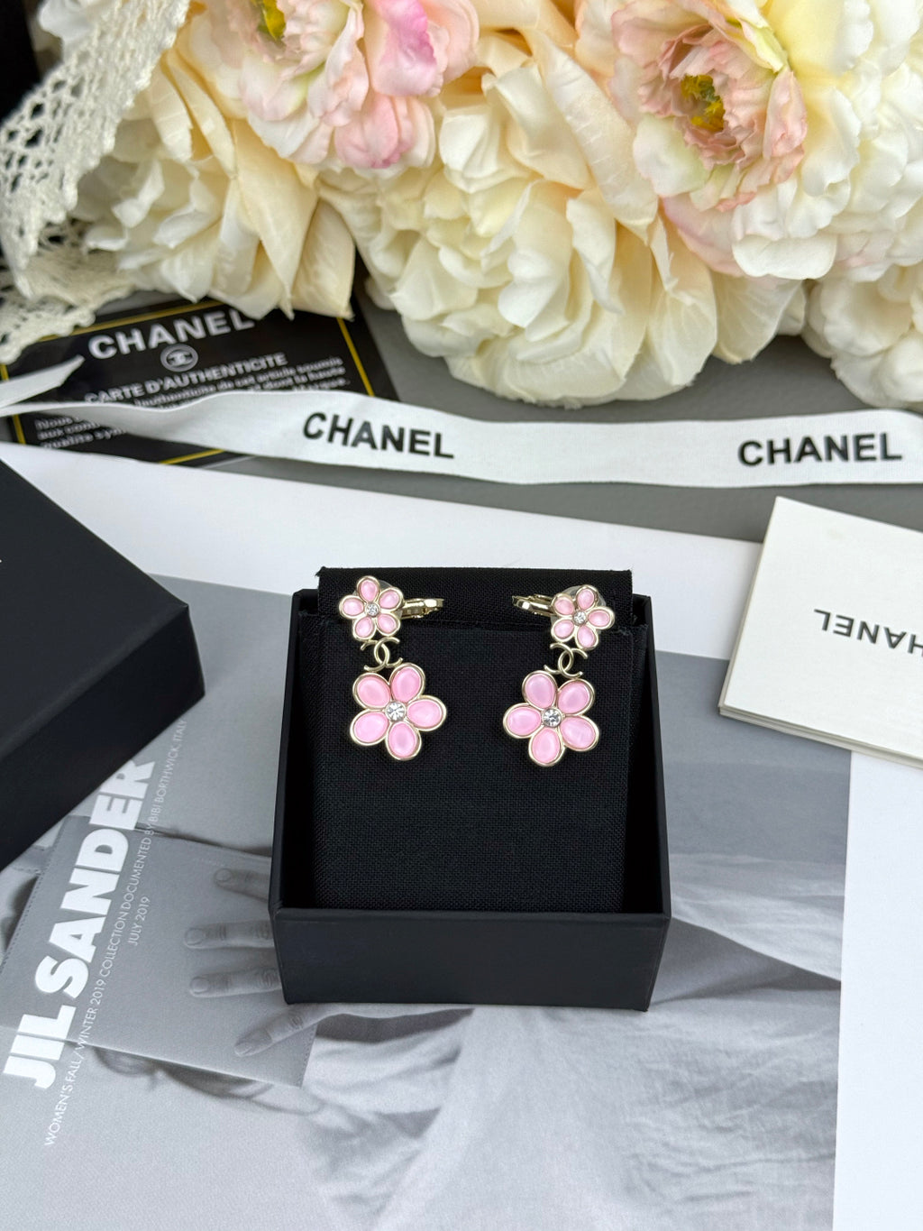Floral ear studs.