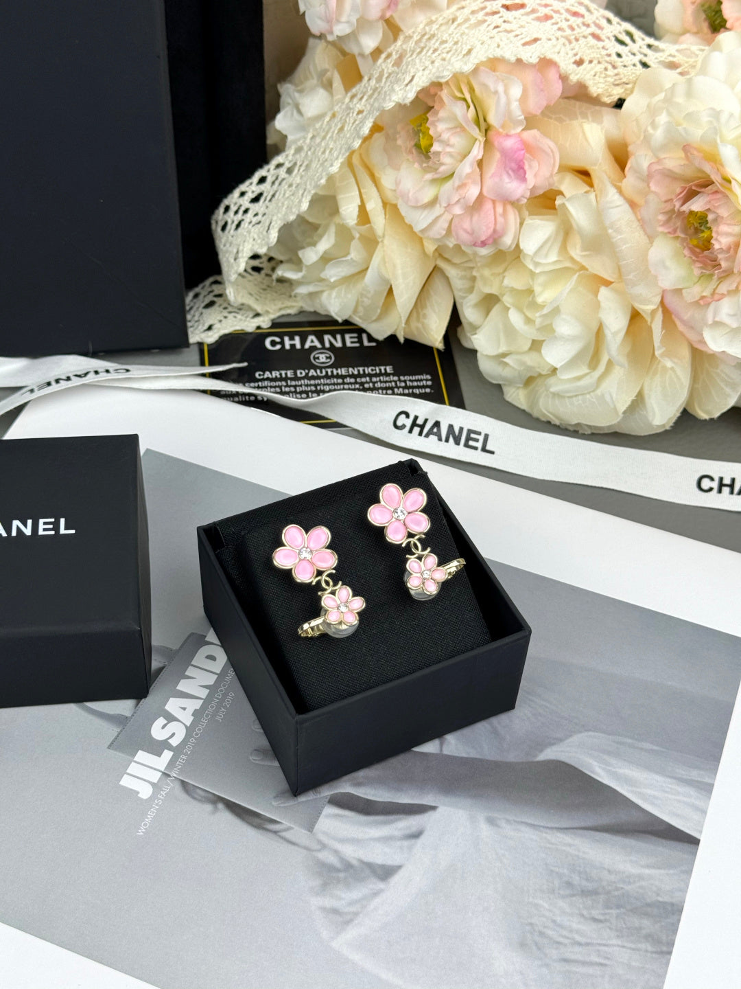 Floral ear studs.