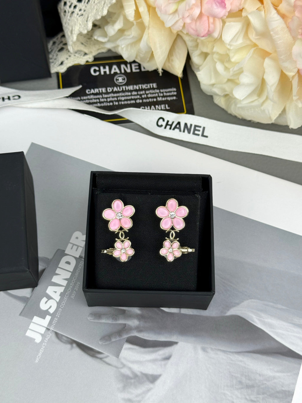 Floral ear studs.
