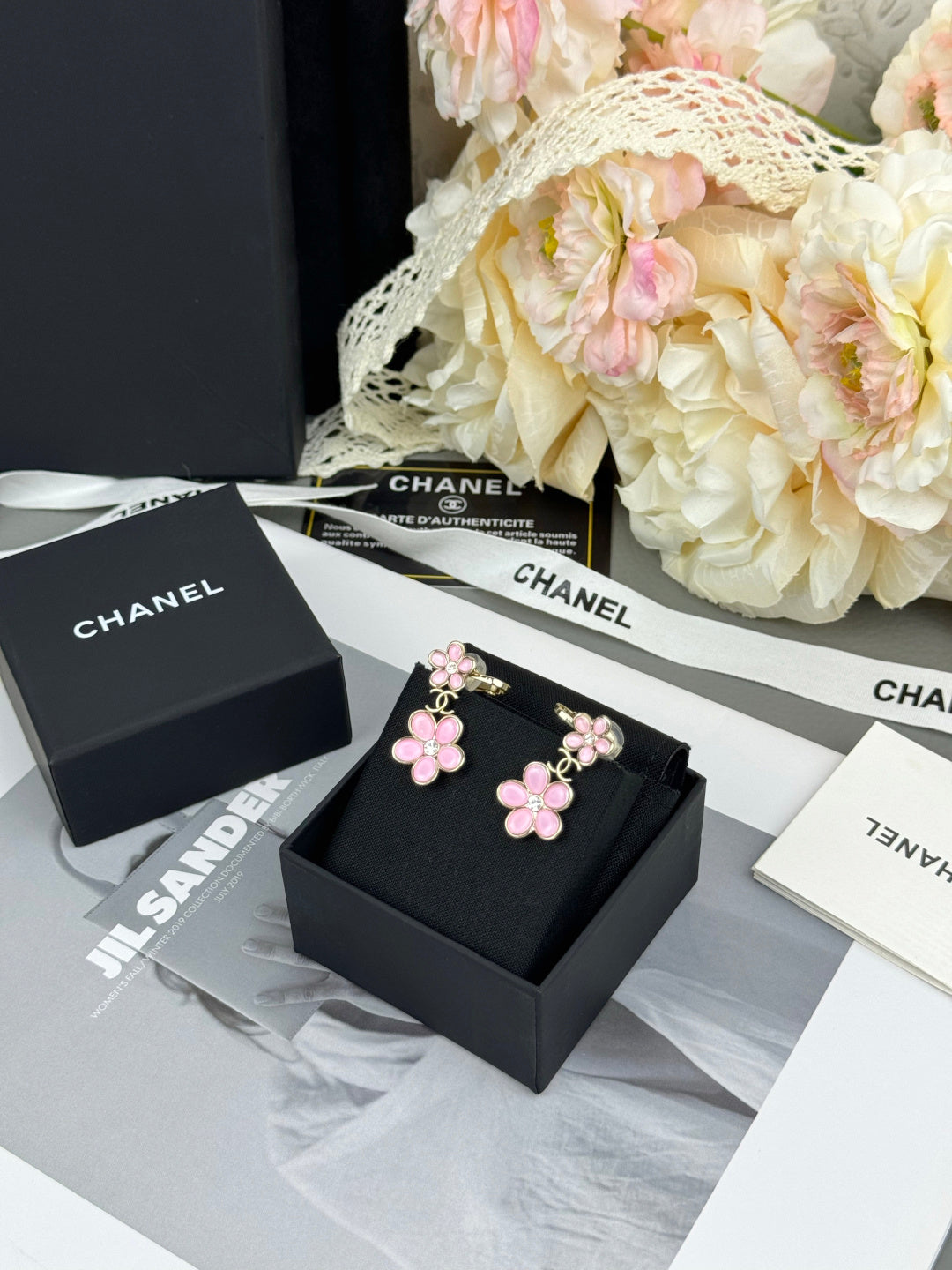Floral ear studs.