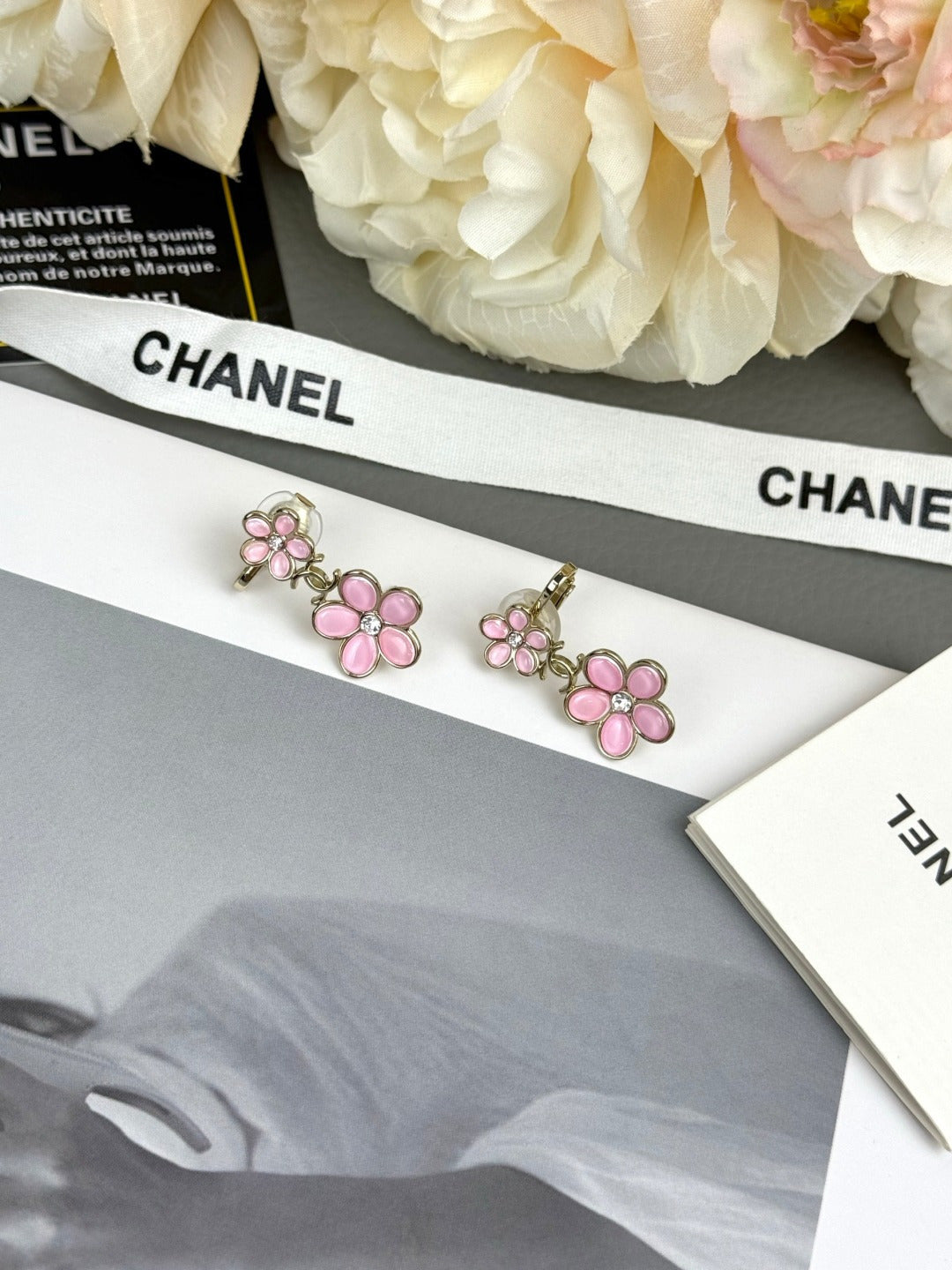 Floral ear studs.