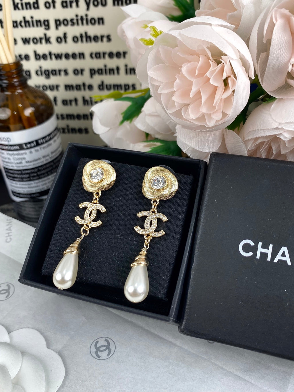 Water Drop Pearl Pendant Earrings